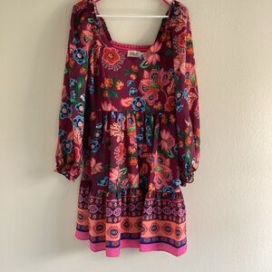 Eliza J Womens Size 6 Boho Floral Dress Long Sleeve Smocked NWT